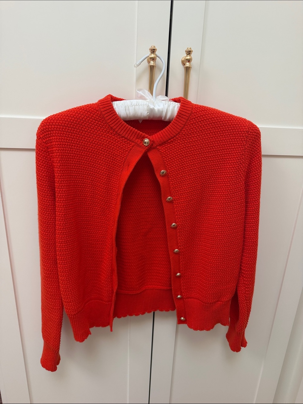 Time and Tru Bright Red Knit Button-Front Cardigan